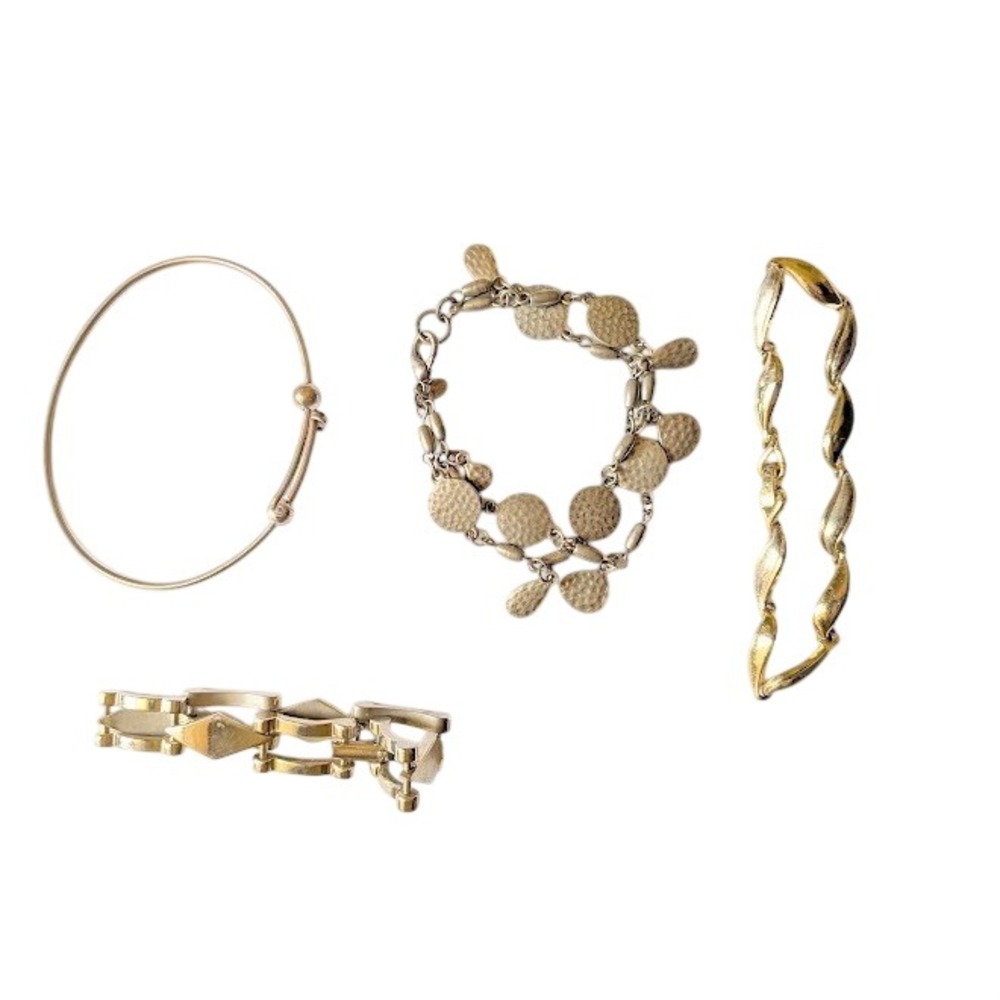 Bracelets Set 4 Boho Geometric Hammered Stackable Minimalist Eclectic Textured